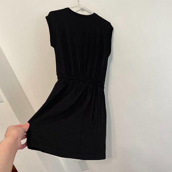 ANN TAYLOR LOFT Outlet Solid Black Cuffed Short Sleeve Drawstring Waist Dress XS - Picture 14 of 14